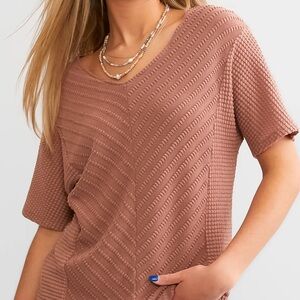 Daytrip Relaxed Brown Ribbed Blouse